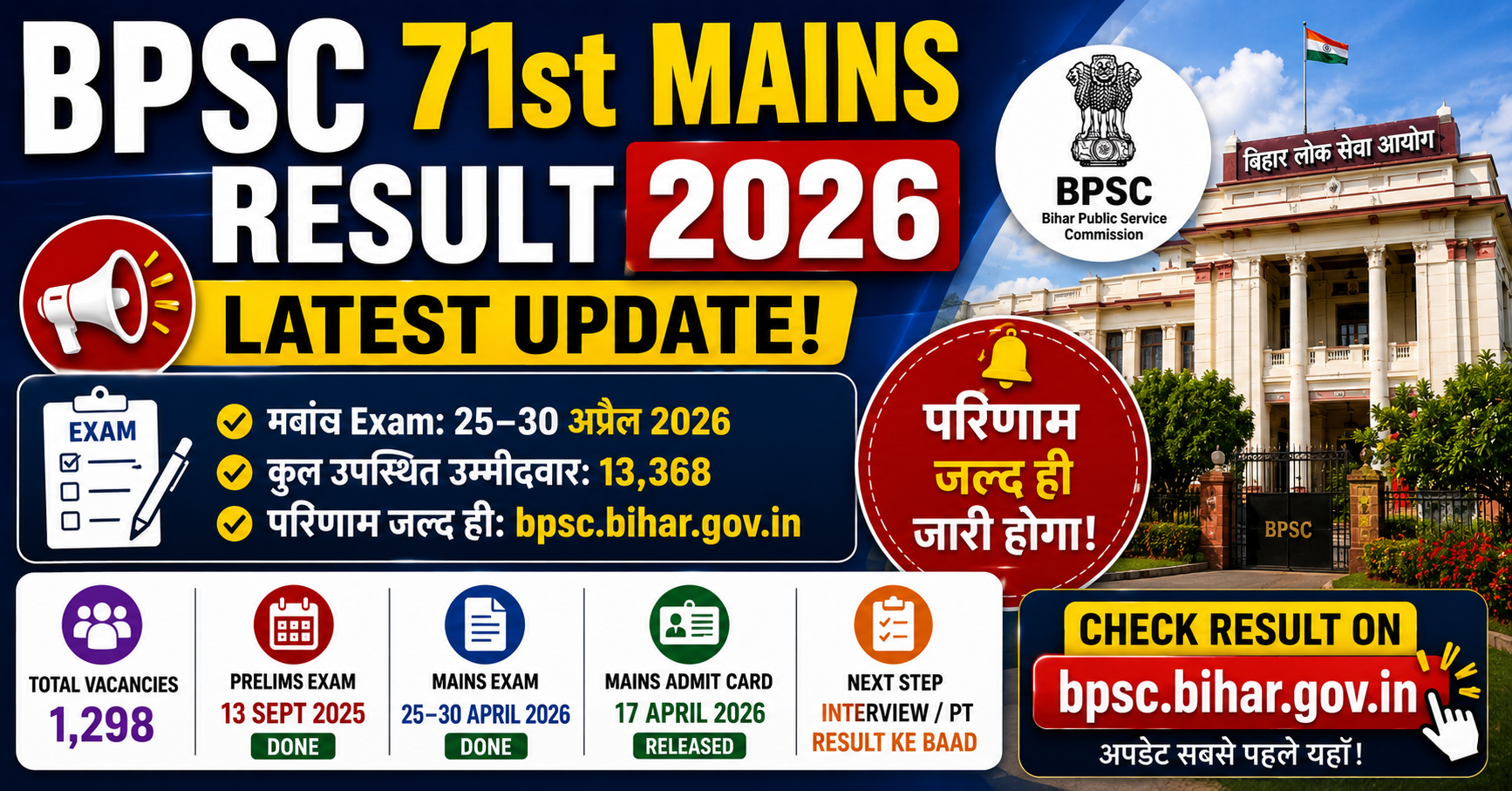 BPSC 71st Mains Result 2026